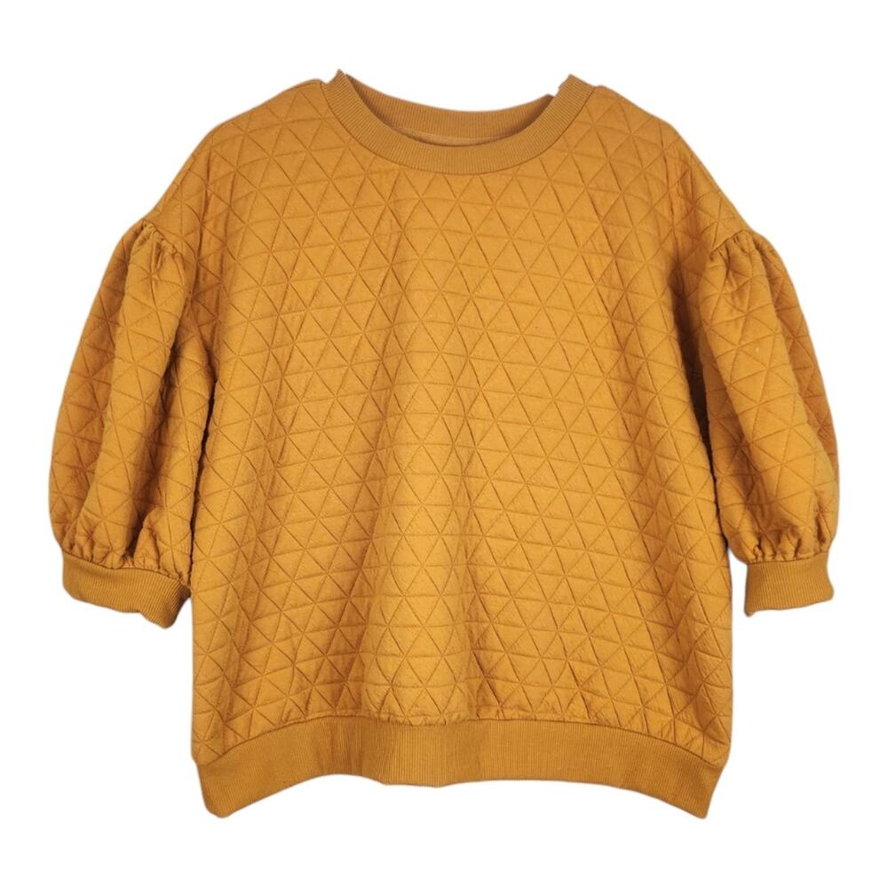 A New Day Orange Quilted Puff Sleeve Sweater Top XL Fall Pumpkin Harvest 16 18